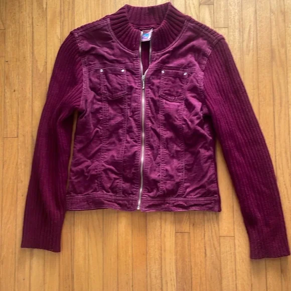 Vintage Camp Beverly Hills Corduroy & Knit Full Zip Jacket - Large 14/16